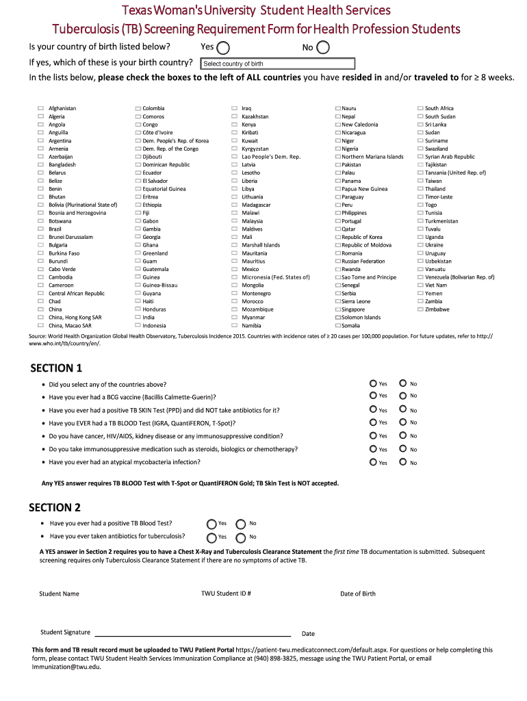 Twu Immunization  Form