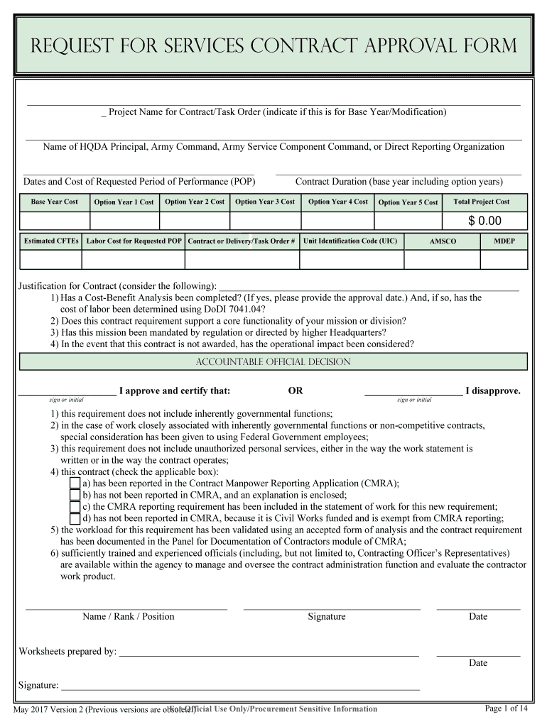 REQUEST for SERVICES CONTRACT APPROVAL FORM