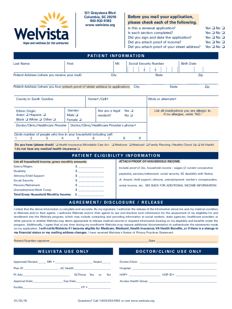 Welvista Application  Form