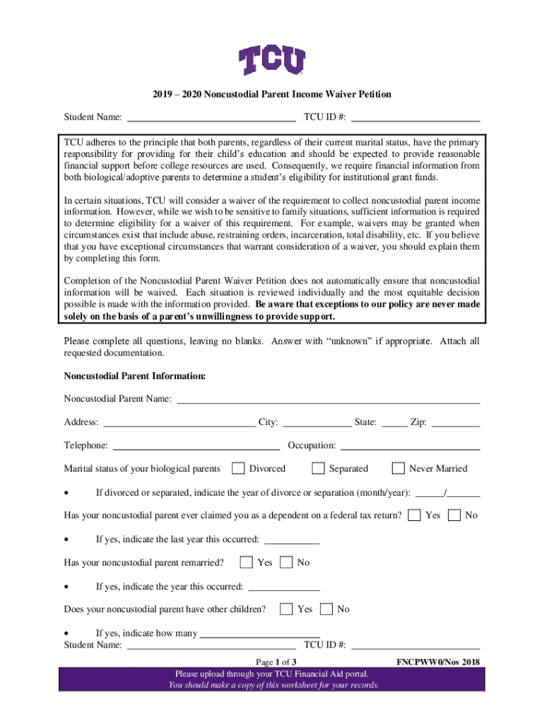 Non Custodial Parent Statement Sample  Form