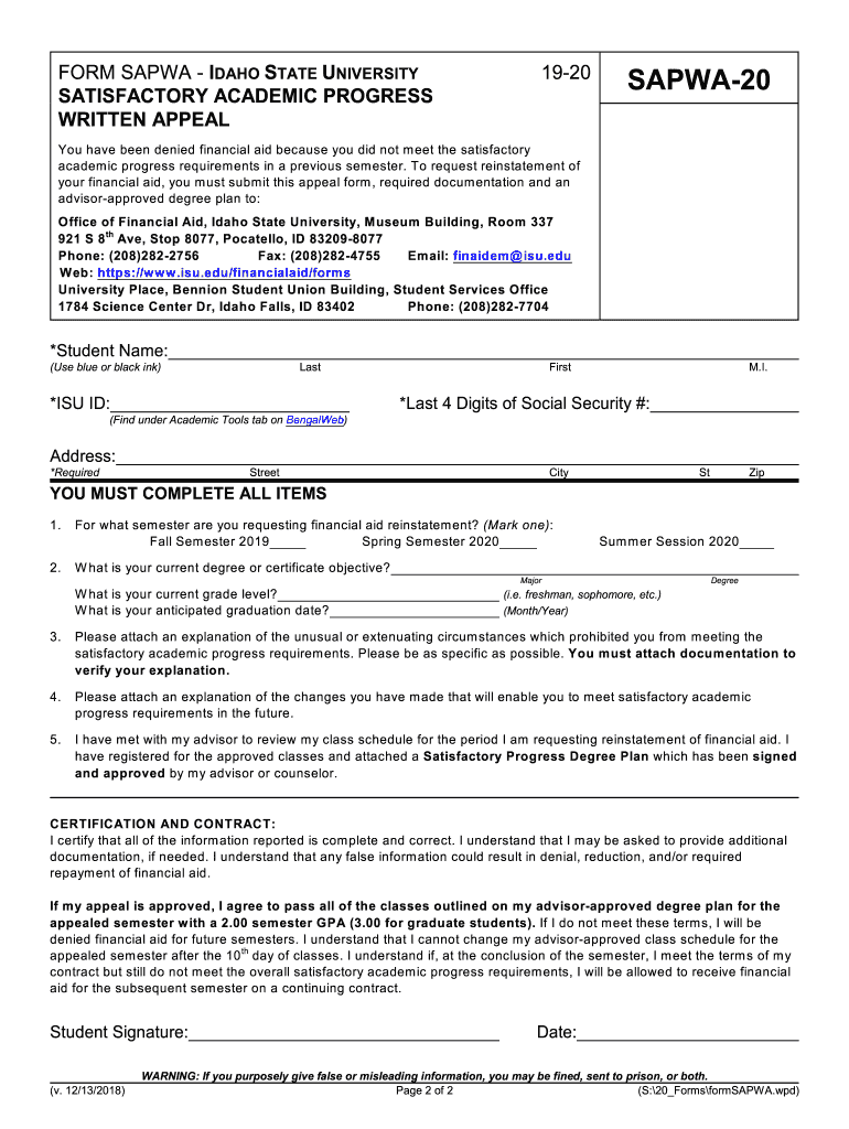 Satisfactory Academic ProgressHoward University  Form