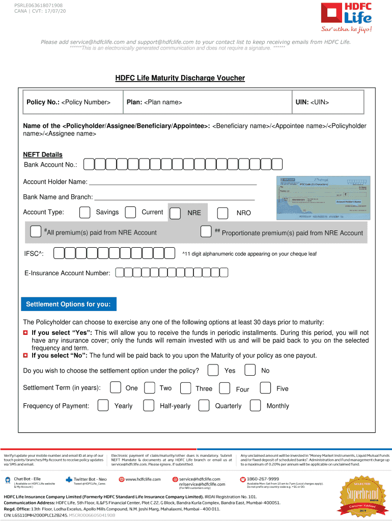 Hdfc Life Maturity  Form