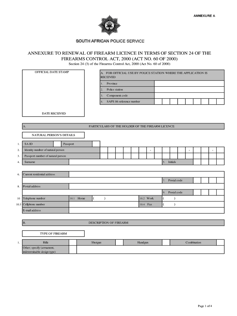 Saps 518 a Annexure a  Form