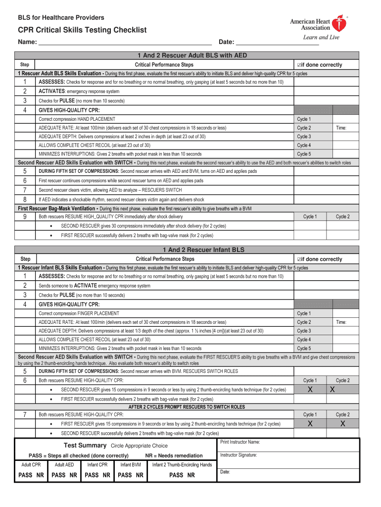 AdultChild 1 Rescuer CPR Skills Test  Form