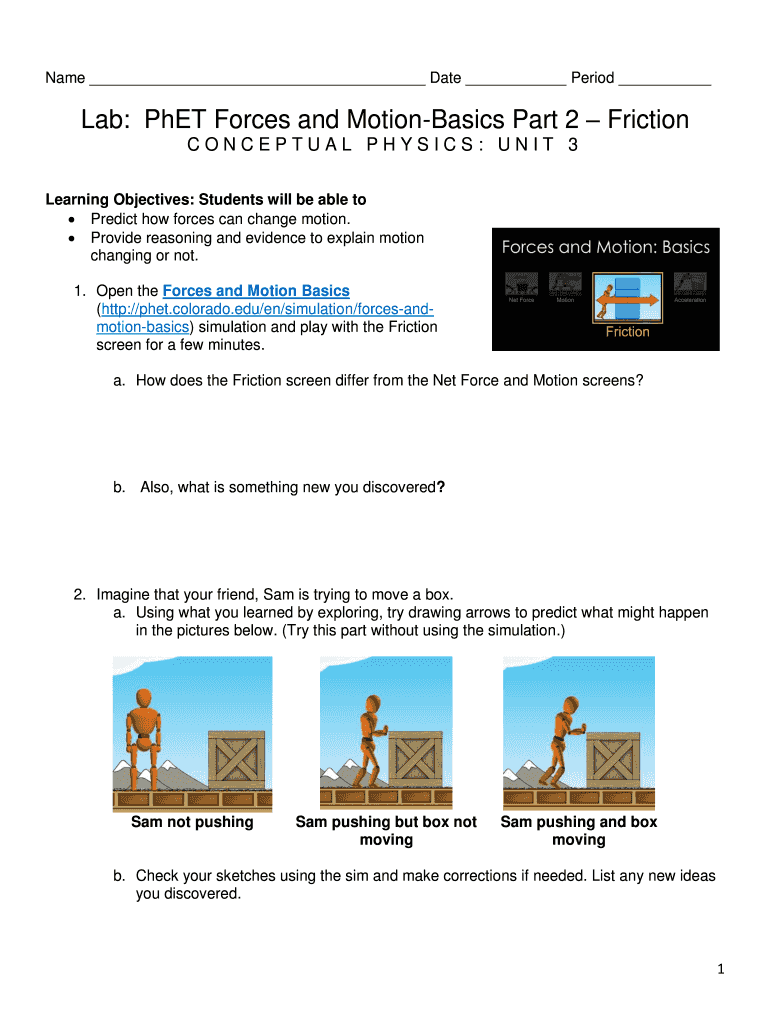 Phet Forces and Motion Basics Answer Key  Form