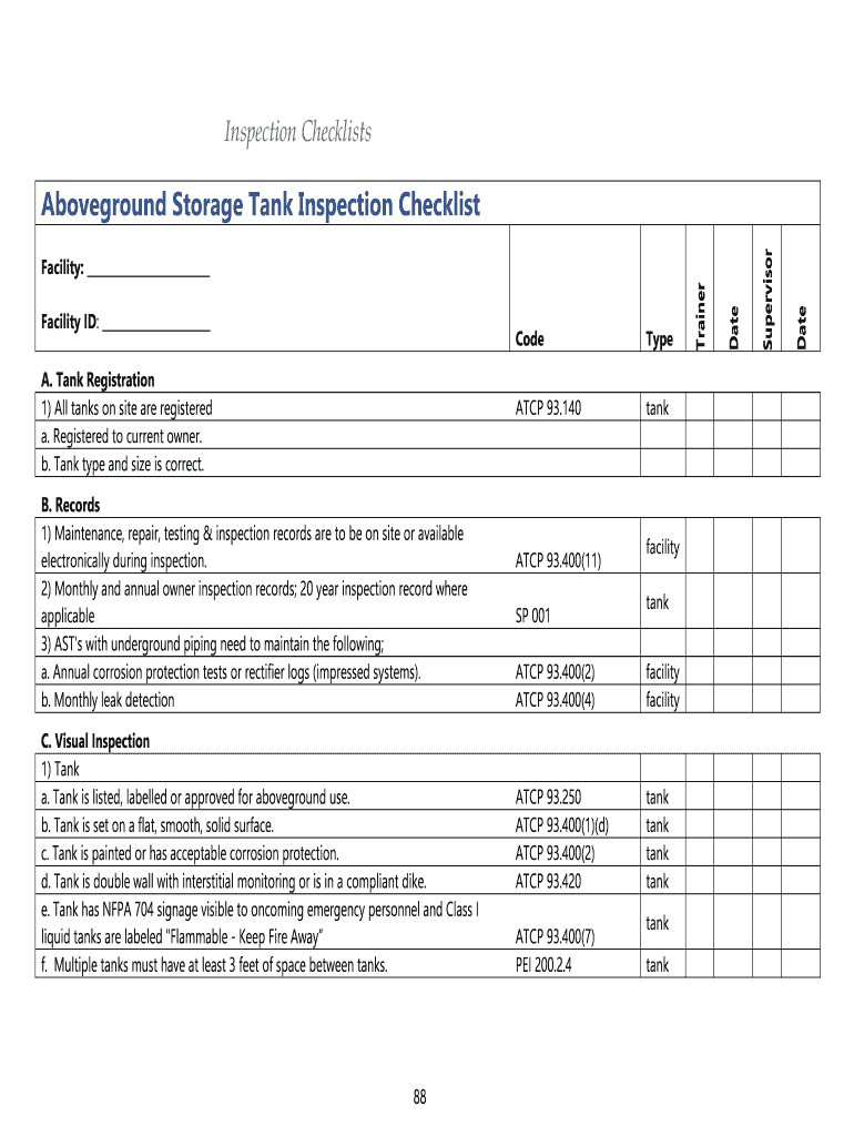 Fuel Tank Inspection Checklist  Form