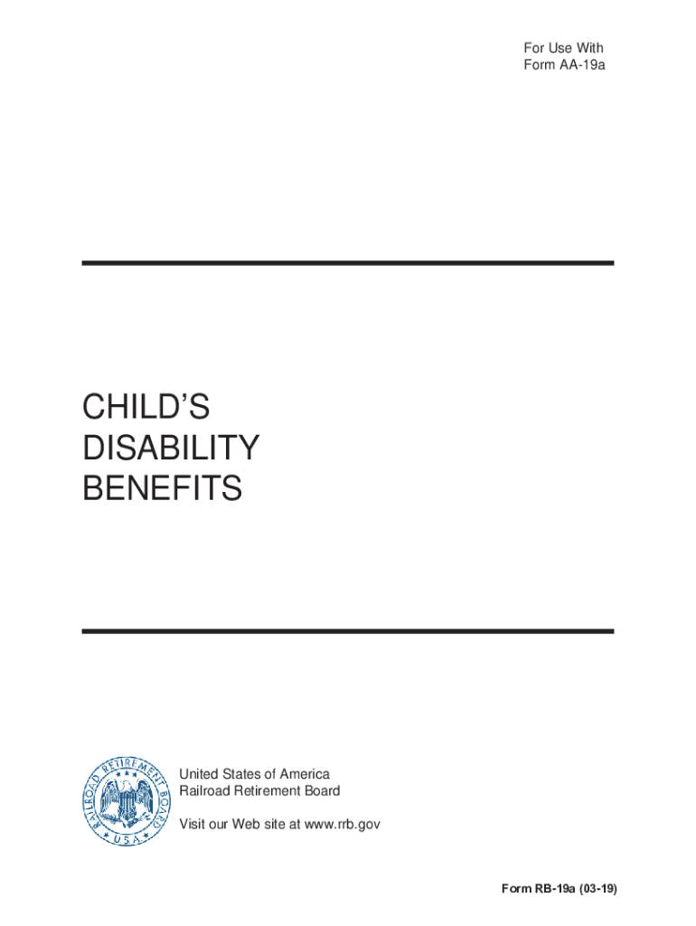 RB 19a 03 19 Child&#039;s Disability Benefits RB 19a  Form