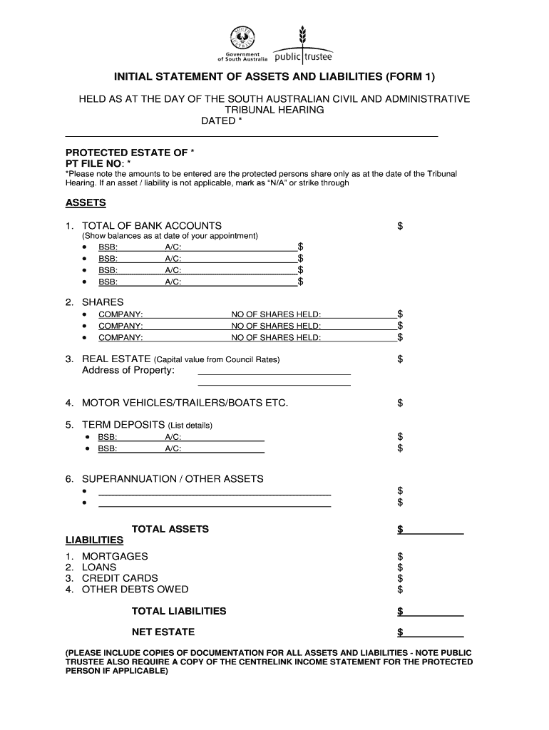  Statement of Assets and Liabilities Template Australia Excel 2019-2024