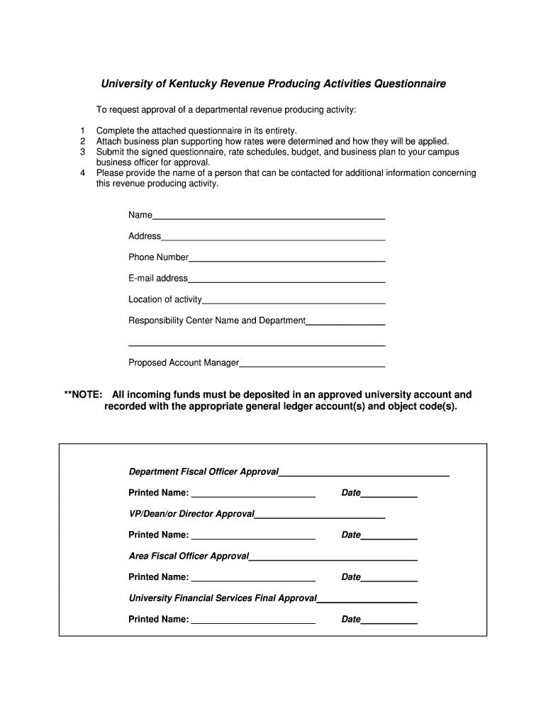 Kentucky Questionnaire  Form