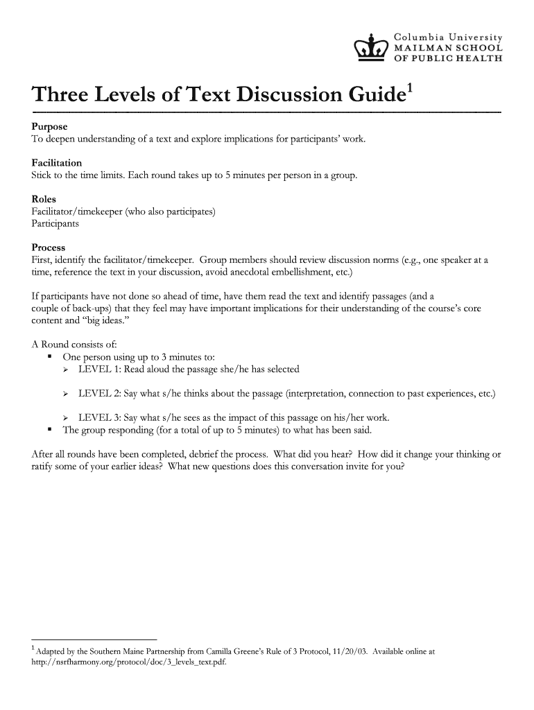 Three Levels of Text Protocol  Form