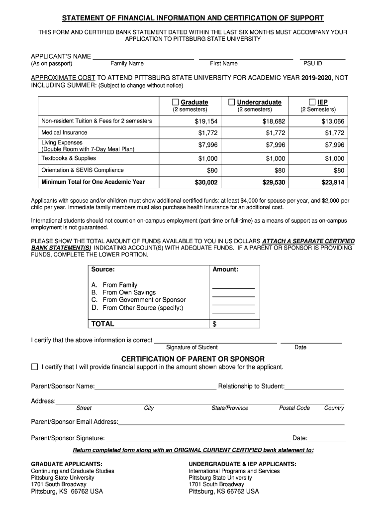  F 1 Student Financial Statement Northern Virginia 2019