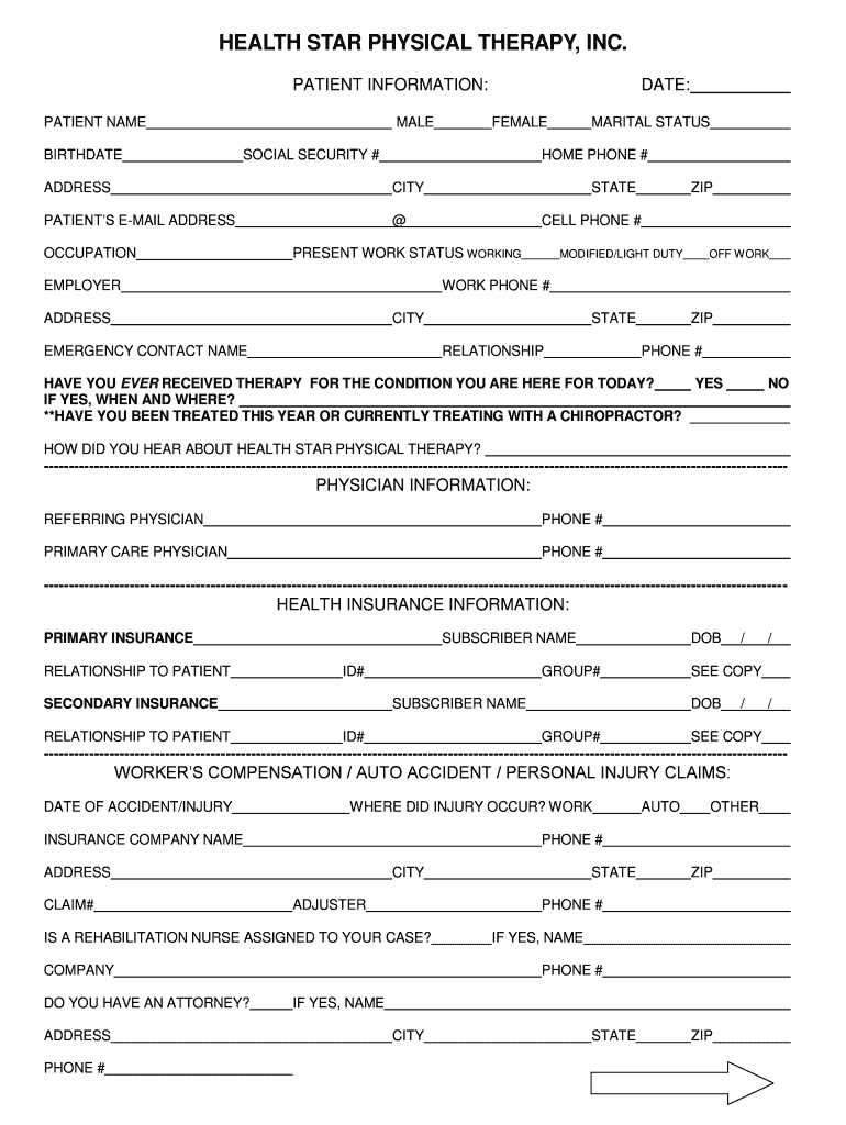 HEALTH STAR PHYSICAL THERAPY, INC  Form