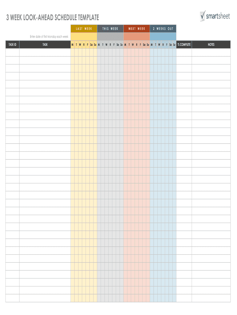 3 Week Look Ahead Template Excel  Form