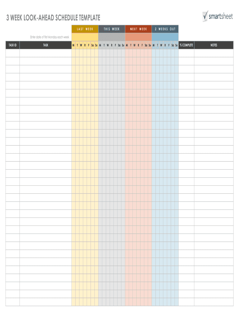 4 Week Look Ahead Schedule Template Excel Form Fill Out And Sign