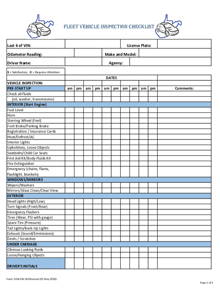  Fleet Vehicle Inspection Checklists 6 of VINLicen 2018-2024