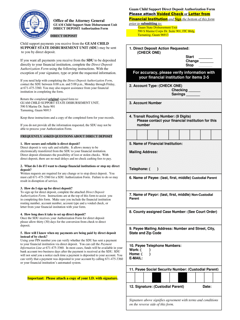  Guam Child Support State Disbursement Unit Fill Online 2019-2024