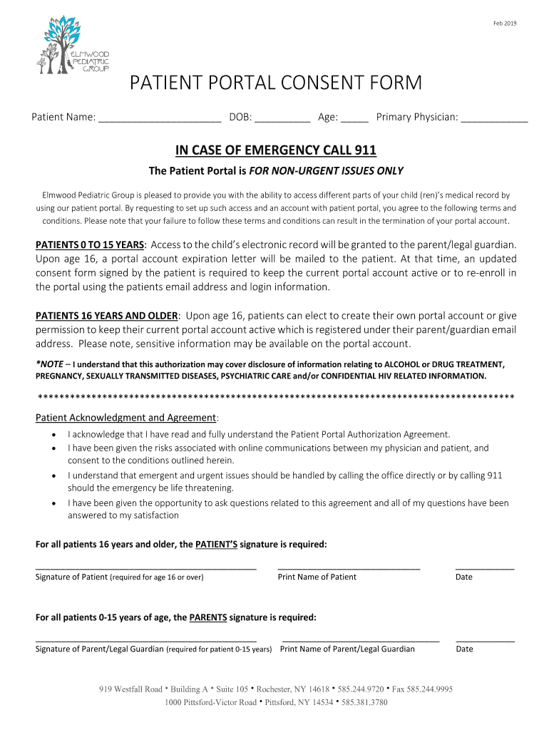 Patient Portal Consent Form Elmwood Pediatric Group