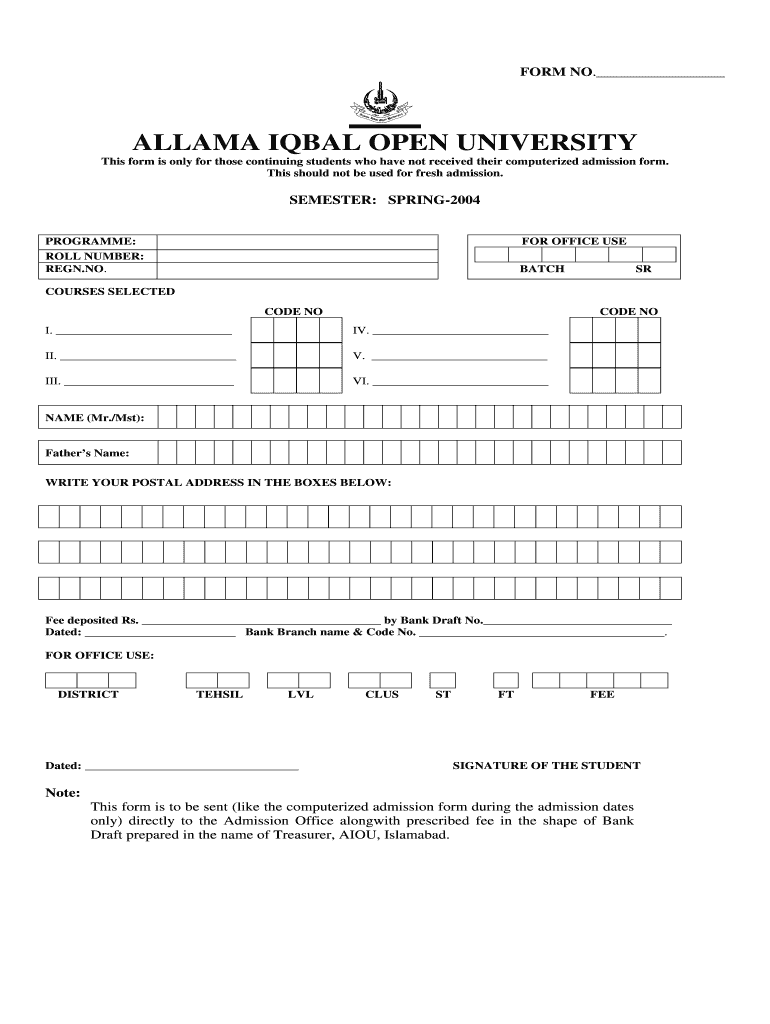 allama iqbal open university assignment form pdf