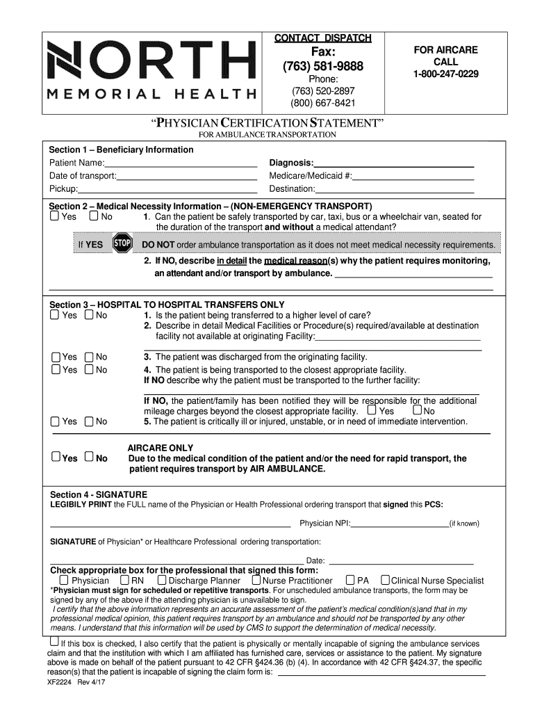  Pcs Ambulance Form 2017-2024