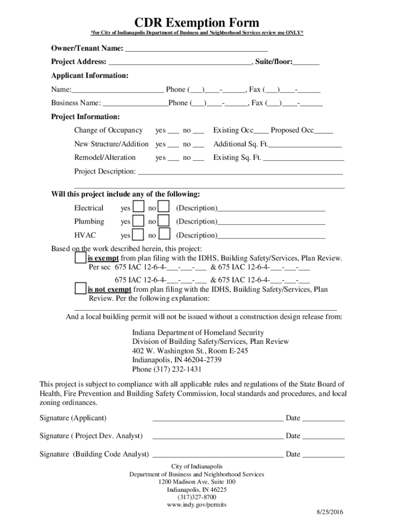  in CDR Exemption Form 2016-2024