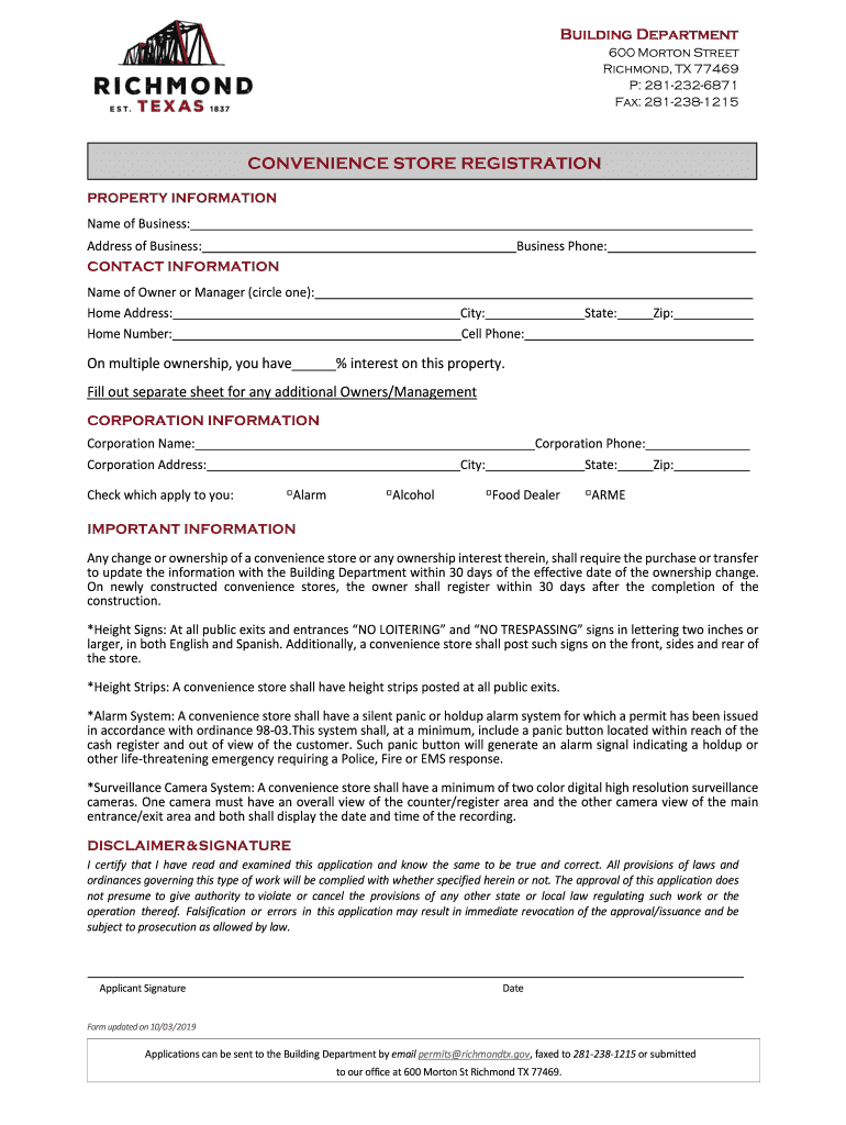 Tx Convenience Store Registration  Form