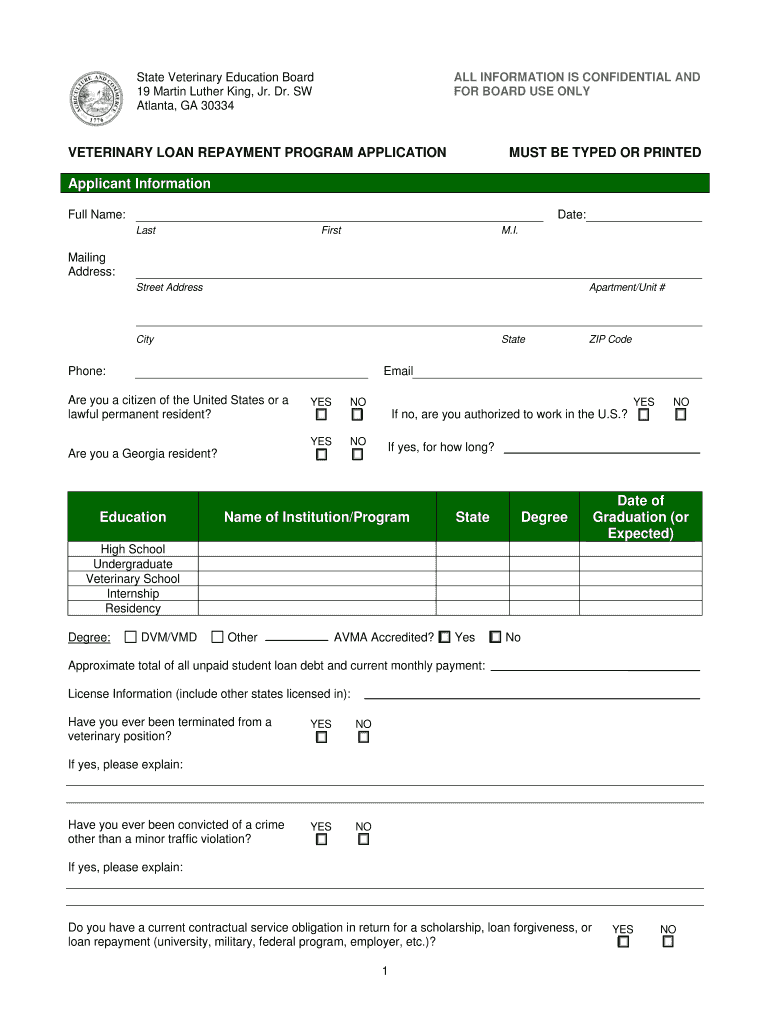 VETERINARY LOAN REPAYMENT RECOMMENDATION FORM MUST BE