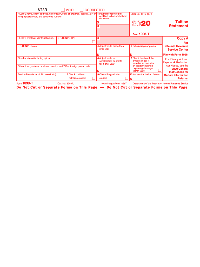  Form 1098 T Tuition Statement 2020