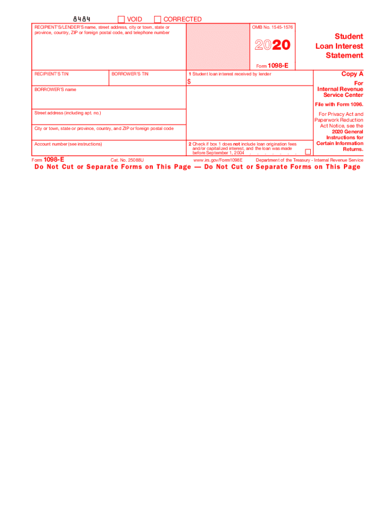  Form 1098 E Student Loan Interest Statement 2020