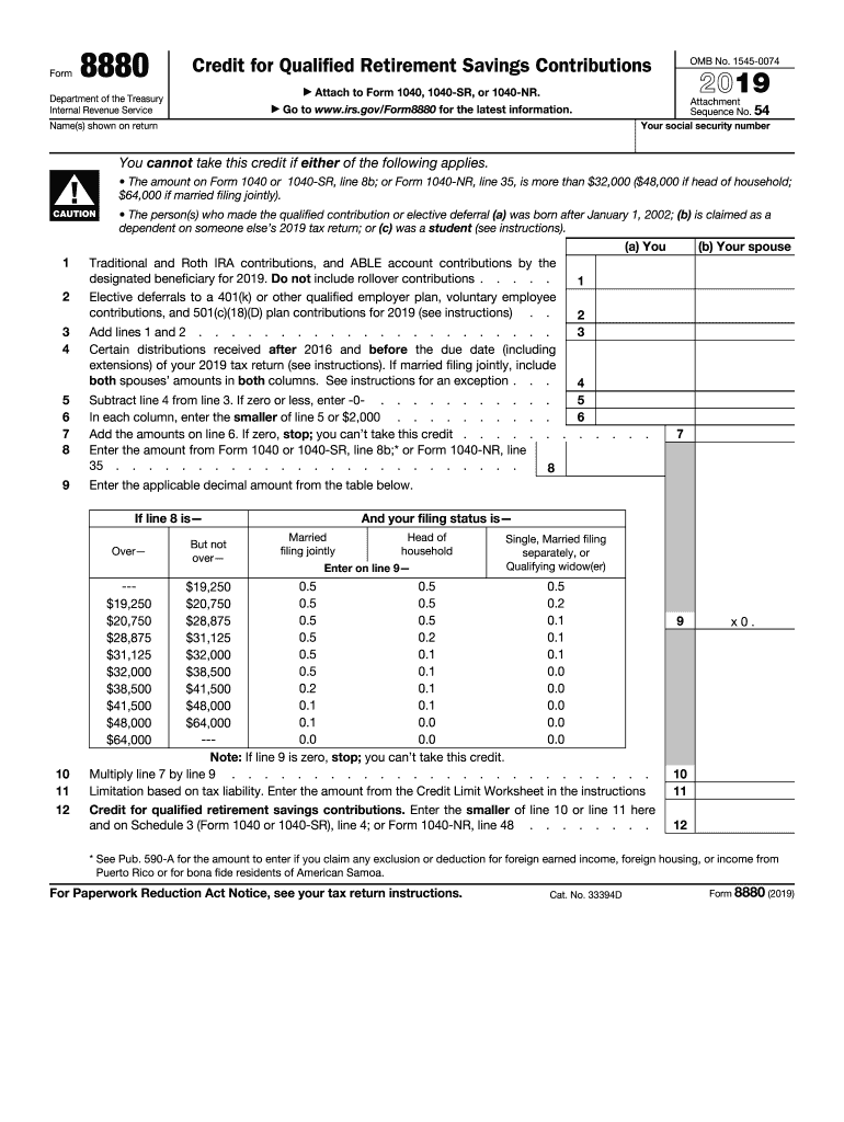 Federal Tax Form 8880