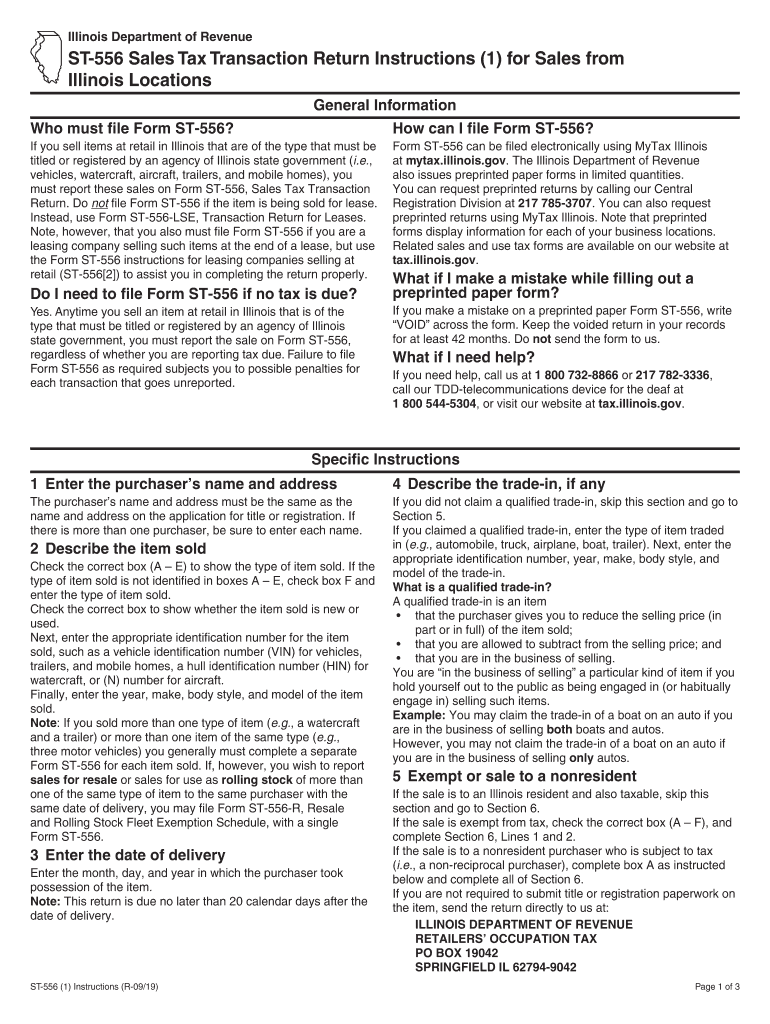  ST 556 Sales Tax Transaction Return Instructions 1 for Sales from 2020