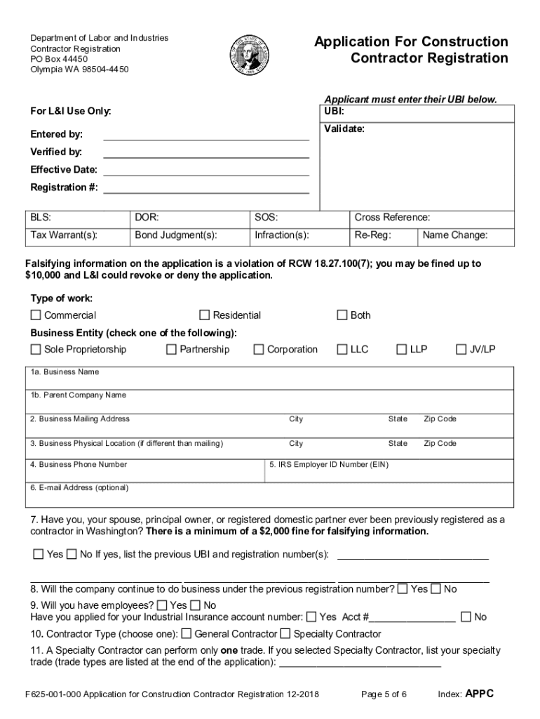  Application for Construction Contractor Registration 2018-2024