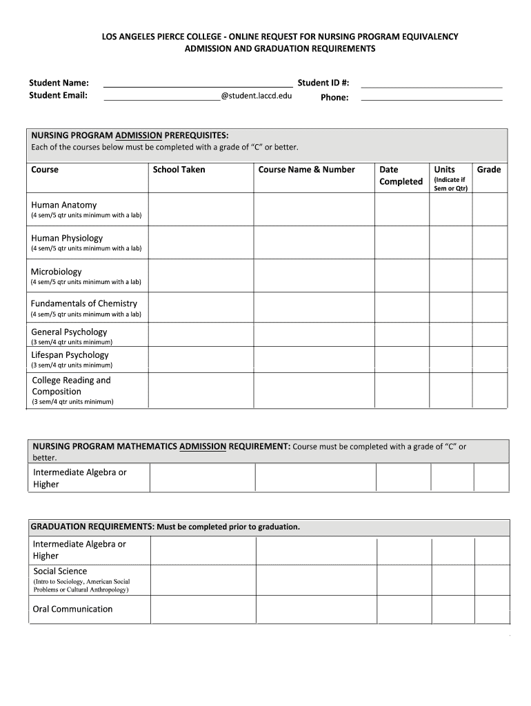 Nursing Equivalency Form January