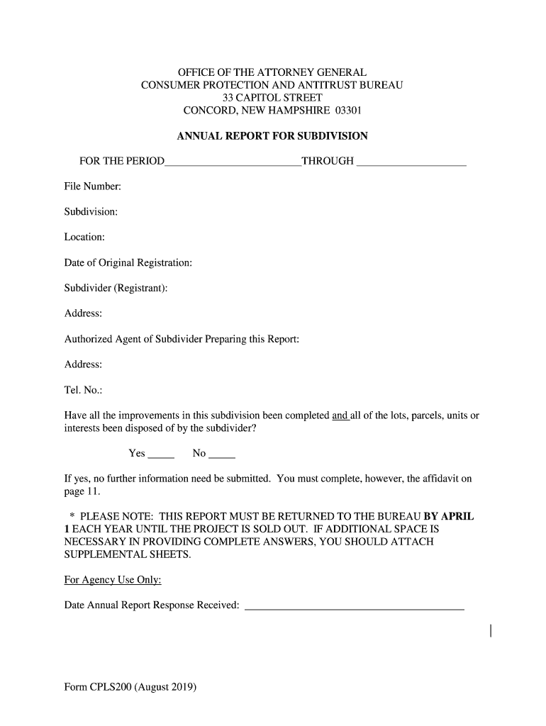 NH Department of Justice New Hampshire Attorney General  Form