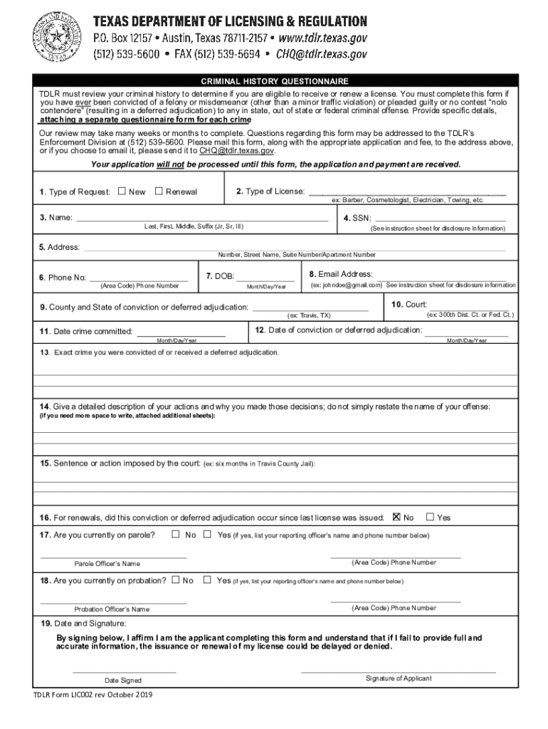  1 TYPE of REQUESTCheck the Box to Indicate Whether 2019