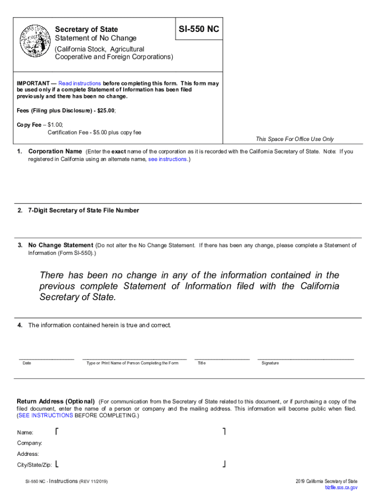  Instructions for Completing Statement of Information Form 2019