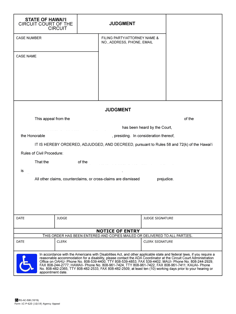 Judgment Agency Appeal  Form