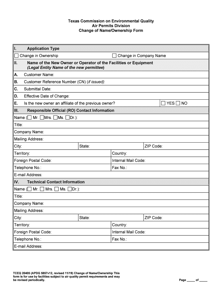  TCEQ Change of NameOwnership Texas Commission on 2019-2024