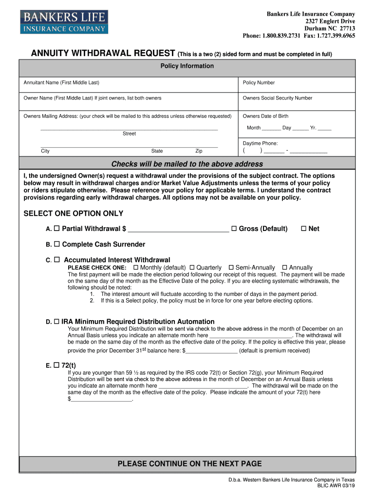Bankers Life Annuity Withdrawal Form