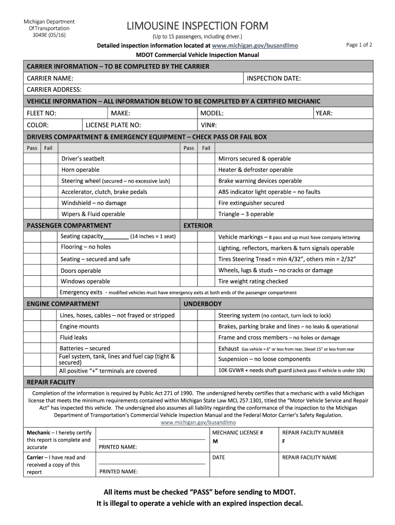  Limousine Form 2016-2024