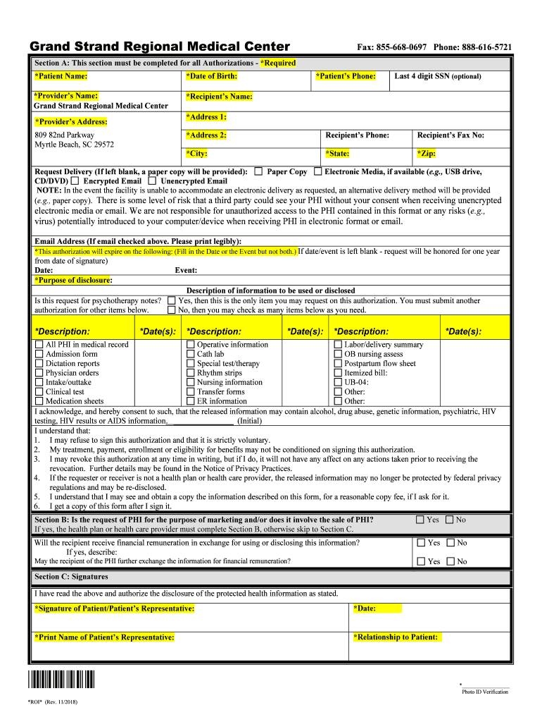 Grand Strand Regional Medical Center  Form