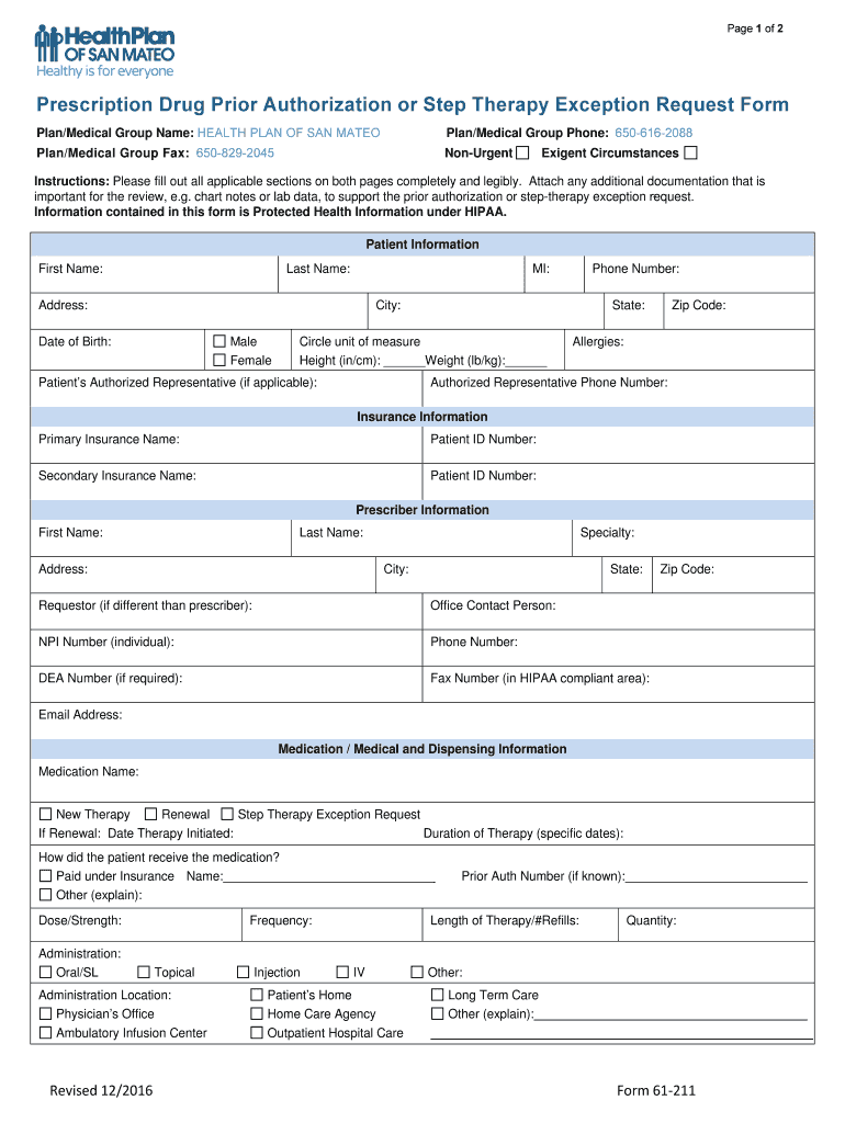  Prior Authorization and Step Therapy Forms SCAN Health Plan 2016-2024