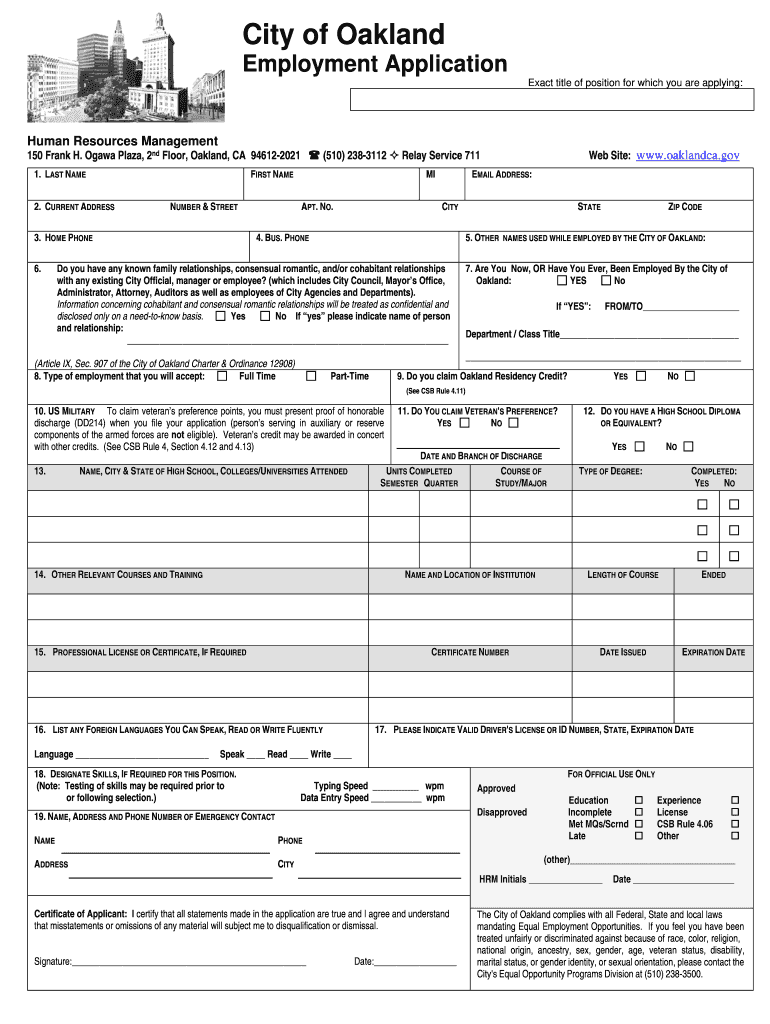  Oakland Employment City 2018-2024