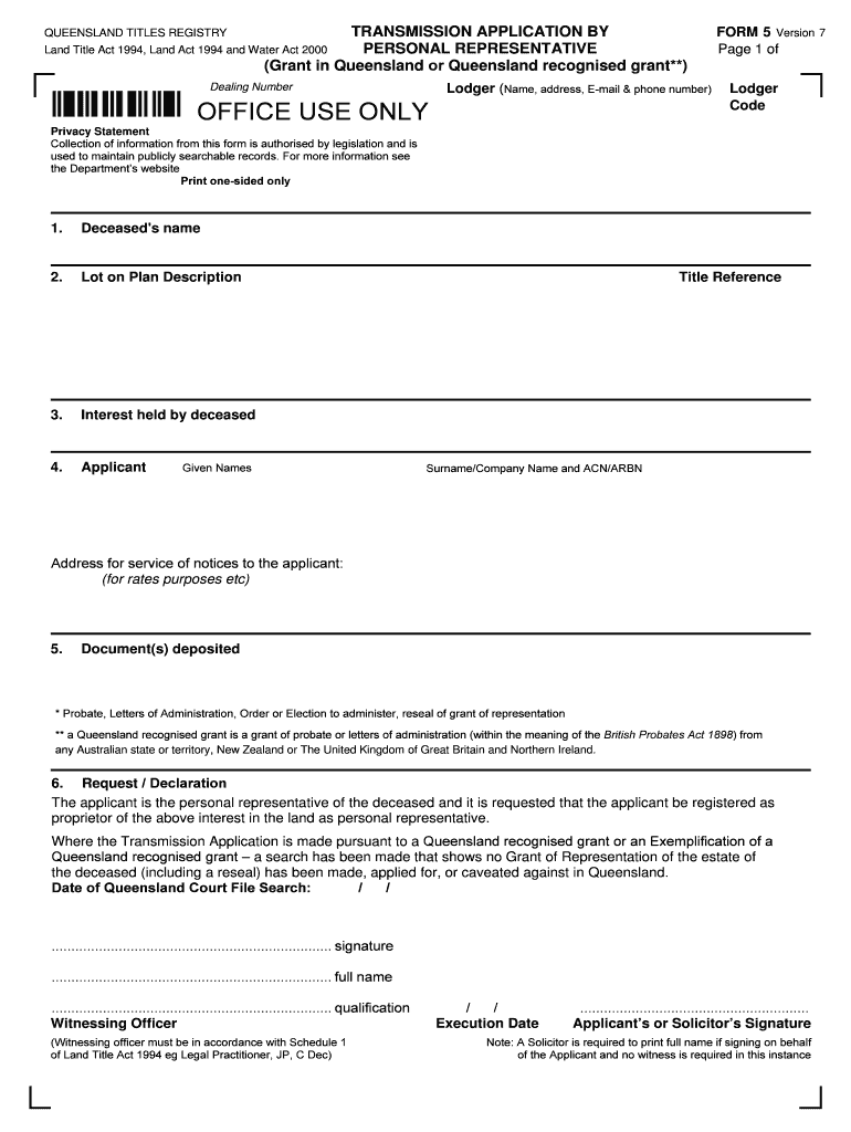 Transmission Application Qld  Form