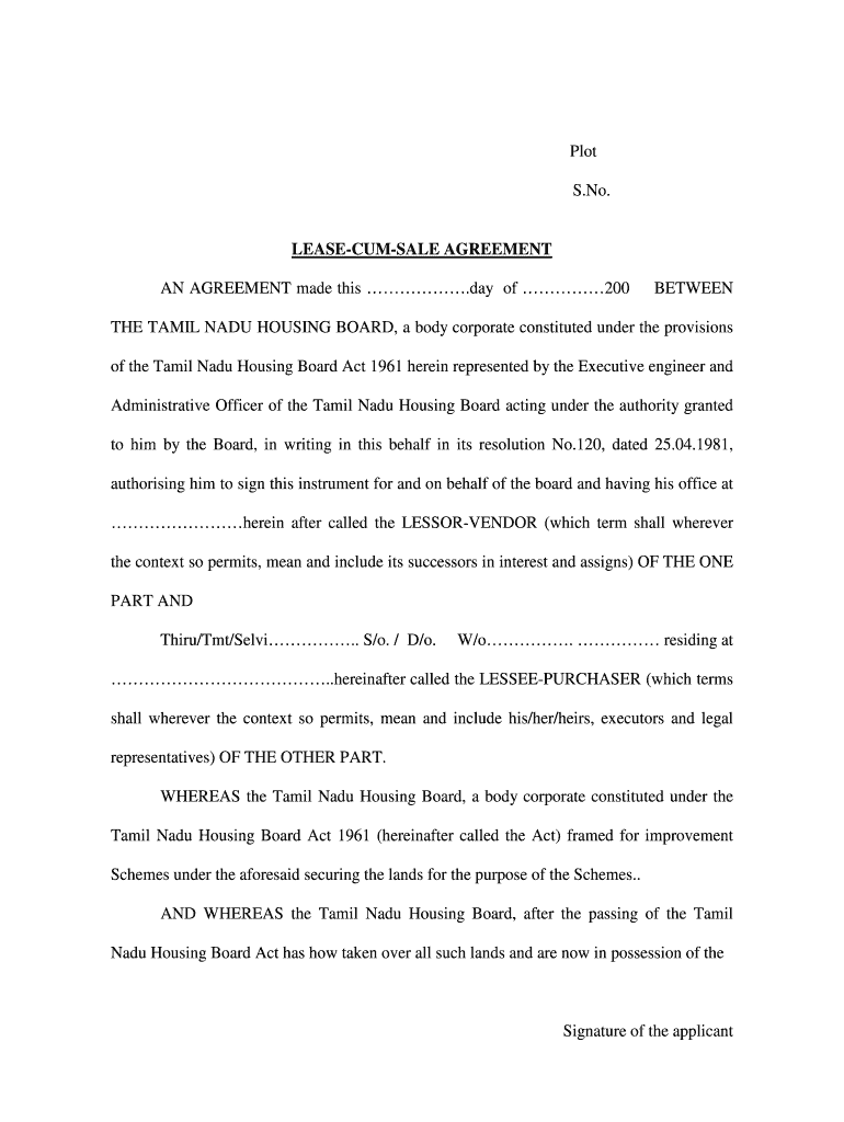 LEASE CUM SALE AGREEMENT Plot DOC  Form