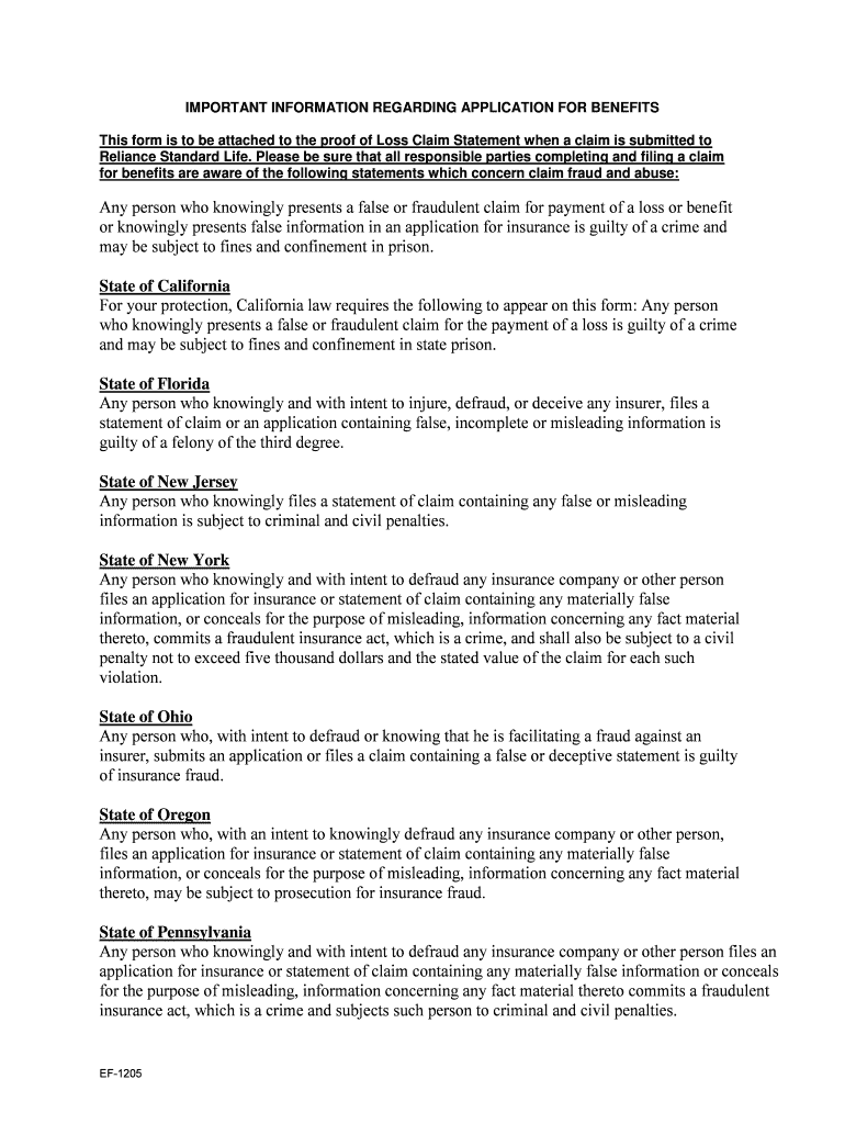 Proof of Loss Claim Statement Loyola University Chicago  Form