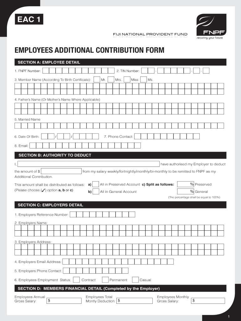 RE EntRy FoRm Fiji National Provident Fund