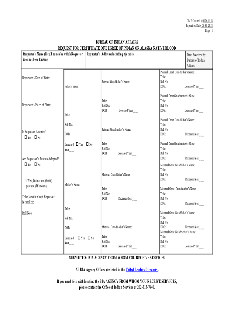  Bureau Indian Form 2021