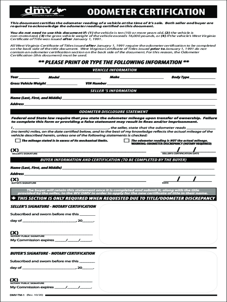  DMV TM 1OdometerDisclosureStatement 2020-2024