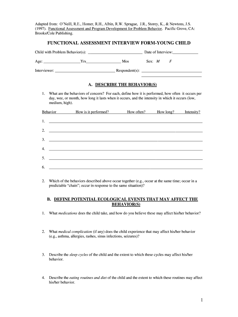 Functional Assessment Interview Form FAI