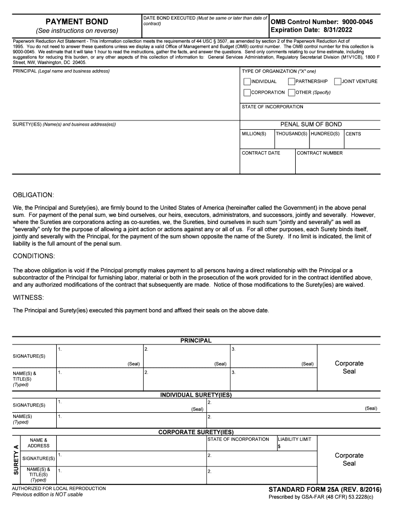 Standard Form 25A  Payment Bond  GSA Gov